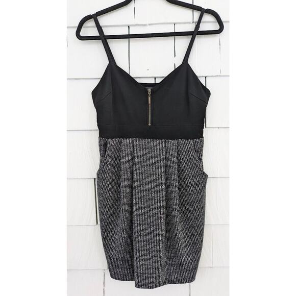 Forever 21 Womens Sz Medium Cami Bodice Tweed Pencil Dress Zipper Pockets Straps - Picture 2 of 10